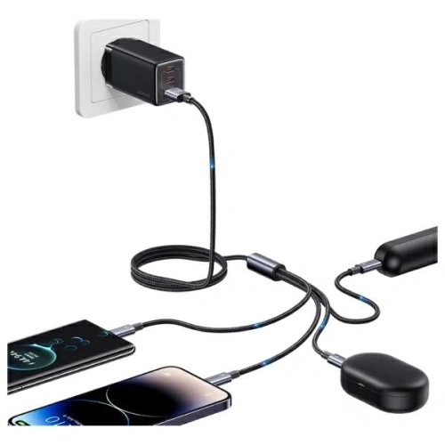 Kup Kabel USAMS USB-A / 2xUSB-C, Lightning, MicroUSB 15W 1.2m Datový kabel z hliníkové slitiny Sufeng Series - USA1198 - {ean13} - Sklep Home Screen