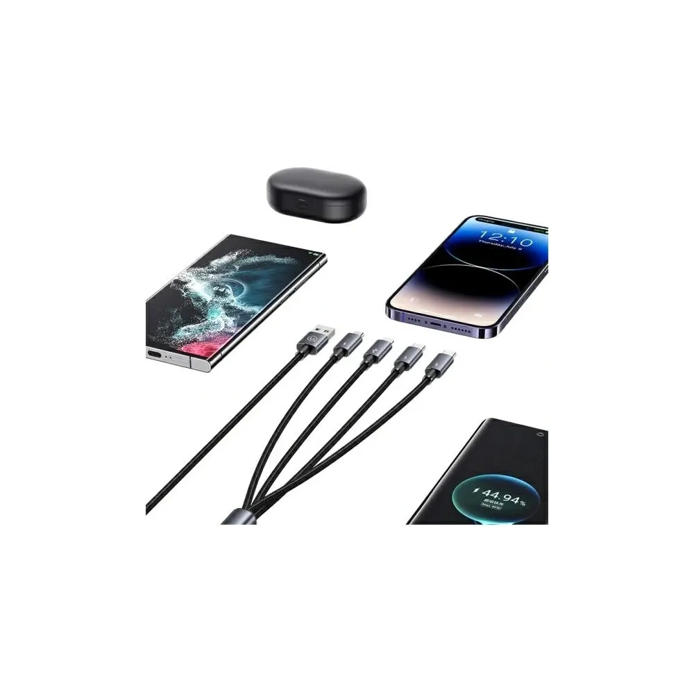 Kabel USAMS USB-A / 2xUSB-C, Lightning, MicroUSB 15W 1.2m Aluminum Alloy Data Cable Sufeng Series