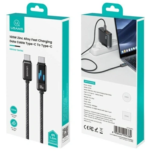 Kup Kabel USAMS USB-C / USB-C 100W 1.2m Rychlonabíjecí datový kabel zinku Meteor Series - USA1200 - {ean13} - Sklep Home Screen