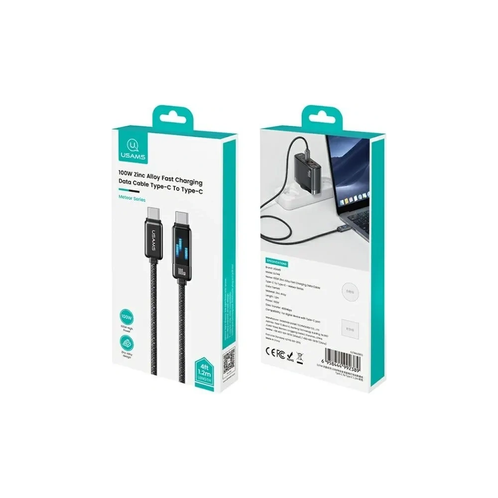 Kabel USAMS USB-C / USB-C 100W 1.2m Zinc Alloy Fast Charging Data Cable Meteor Series