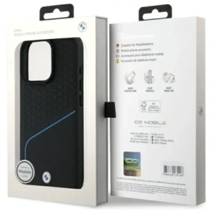 Kup BMW BMHMP16X23RDCLK Apple iPhone 16 Pro Max husă din material textil semnată cu piele texturată și linie MagSafe neagră - BMW716 - {ean13} - Sklep Home Screen