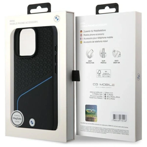 Kup BMW BMHMP16X23RDCLK Apple iPhone 16 Pro Max husă din material textil semnată cu piele texturată și linie MagSafe neagră - BMW716 - {ean13} - Sklep Home Screen