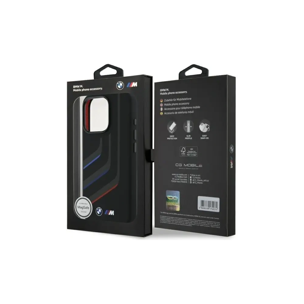 Etui BMW BMHMP16X23SLIK Apple iPhone 16 Pro Max hardcase Silicone Turning Lines MagSafe czarny/black
