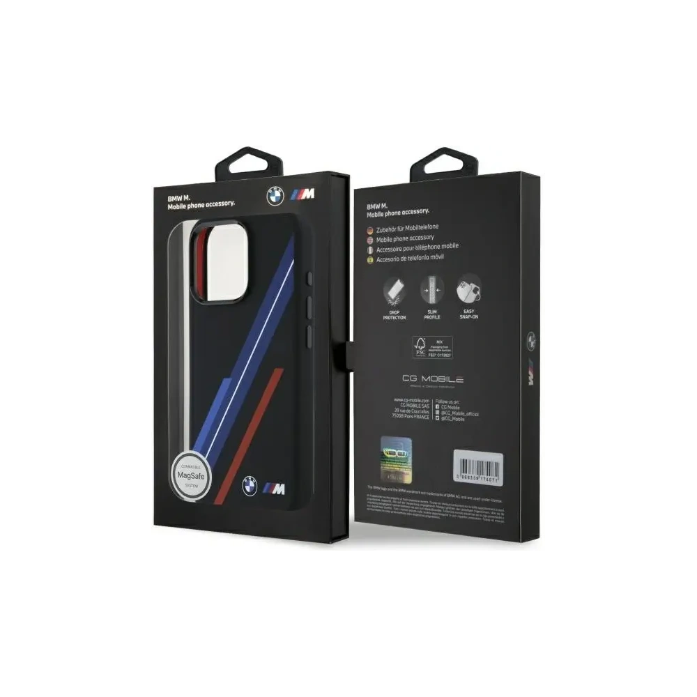 Etui BMW BMHMP16X23SSPK Apple iPhone 16 Pro Max hardcase Silicone Random Lines MagSafe czarny/black