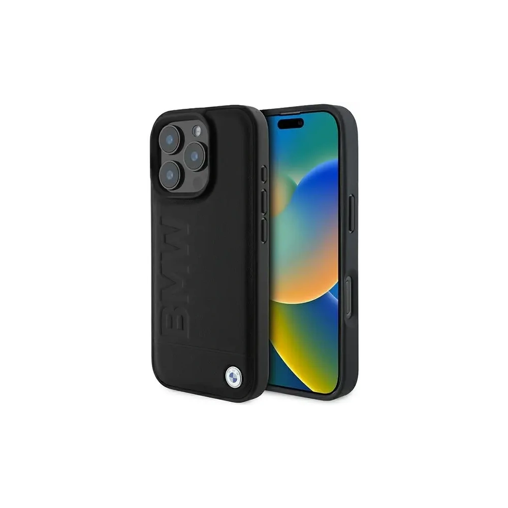 Etui BMW BMHMP16XSLLBK Apple iPhone 16 Pro Max hardcase Leather Hot Stamp MagSafe czarny/black