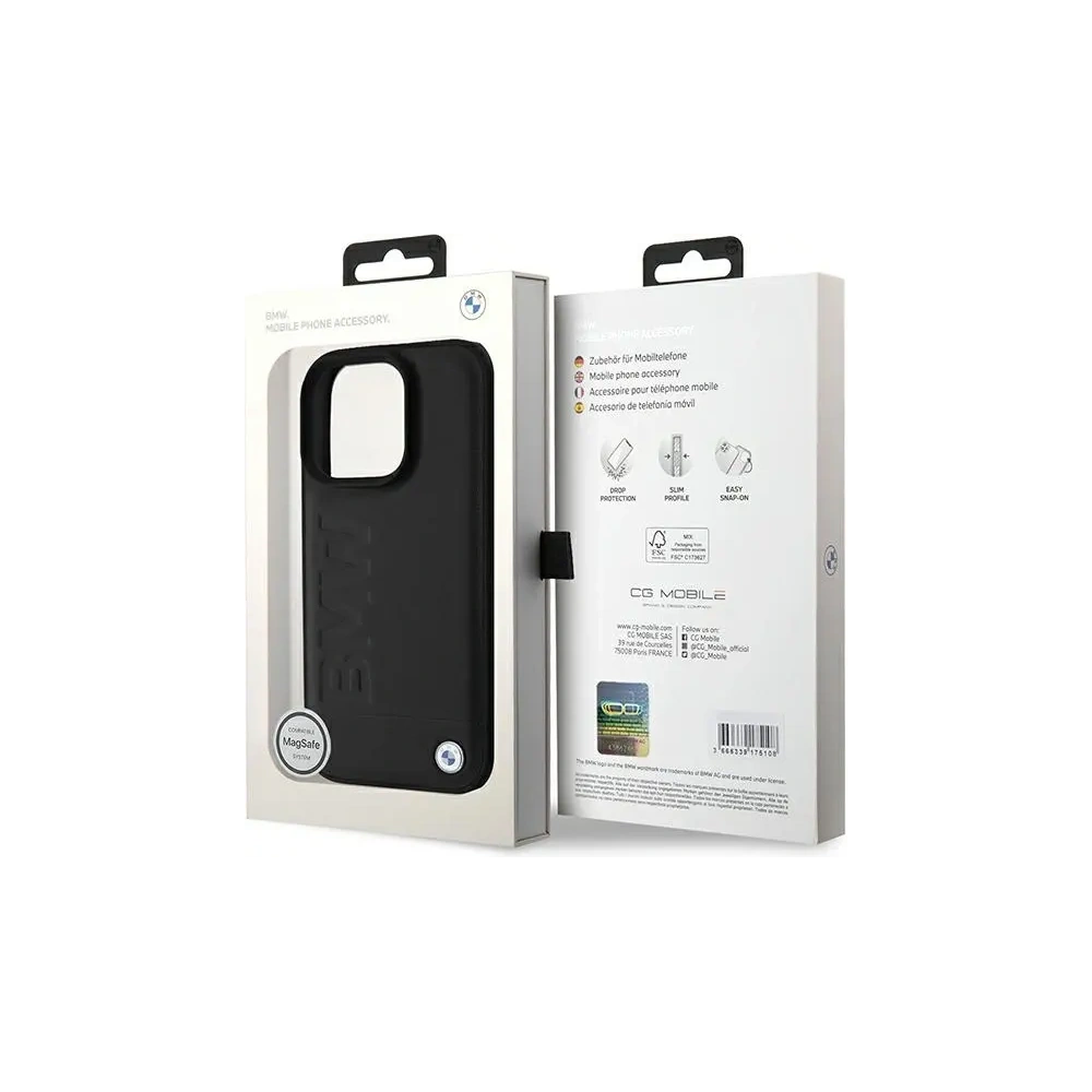 Etui BMW BMHMP16XSLLBK Apple iPhone 16 Pro Max hardcase Leather Hot Stamp MagSafe czarny/black