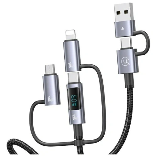 Kup Kabel USAMS USB-A, USB-C / USB-C, Lightning, MicroUSB Fast charging 60W 1.2m Data Cable Digital display Aluminium Alloy Seria Sufeng - USA1201 - {ean13} - Sklep Home Screen