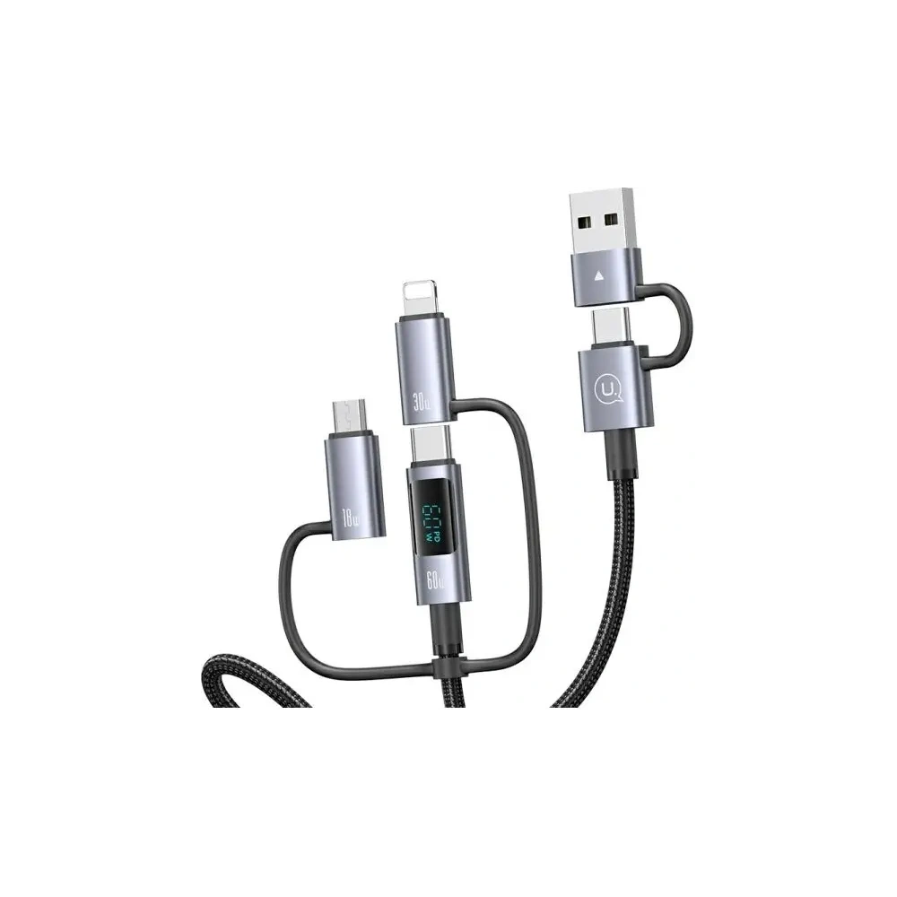 Kabel USAMS USB-A, USB-C / USB-C, Lightning, MicroUSB Fast charging 60W 1.2m Data Cable Digital display Aluminium Alloy Seria Sufeng