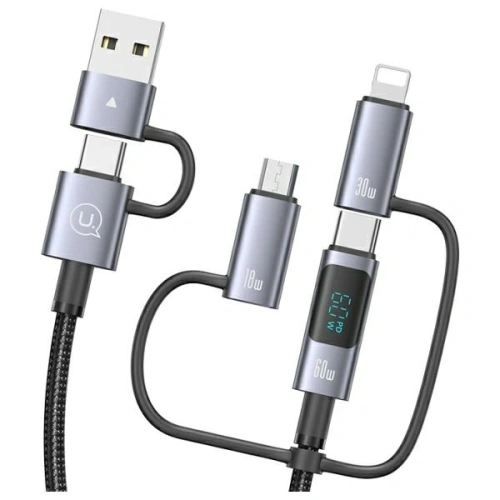 Kup Kabel USAMS USB-A, USB-C / USB-C, Lightning, MicroUSB Fast charging 60W 1.2m Data Cable Digital display Aluminium Alloy Seria Sufeng - USA1201 - {ean13} - Sklep Home Screen