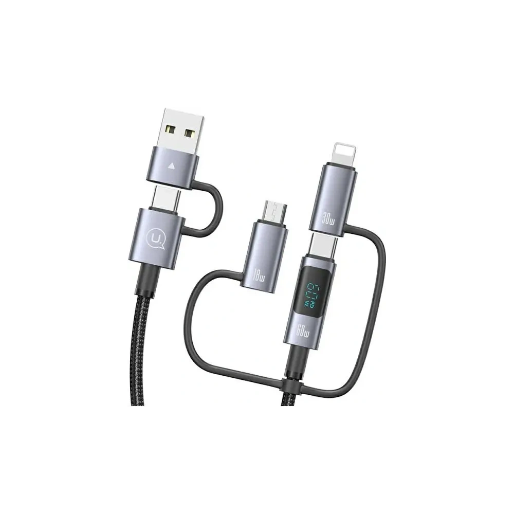 Kabel USAMS USB-A, USB-C / USB-C, Lightning, MicroUSB Fast charging 60W 1.2m Data Cable Digital display Aluminium Alloy Seria Sufeng