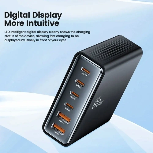 Kup Tech-Protect stație de încărcare DC80W-GAN 6-porturi 2xUSB-A, 4xUSB-C încărcător desktop PD80W / QC3.0 negru - THP3478 - {ean13} - Sklep Home Screen