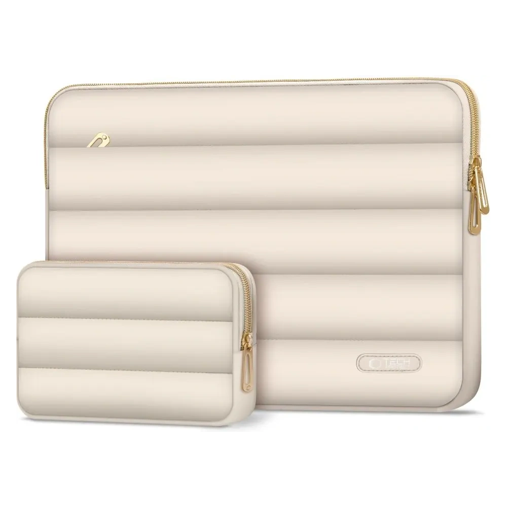 Pokrowiec + torba na akcesoria Tech-Protect Puffy Laptop 13-14 Sand