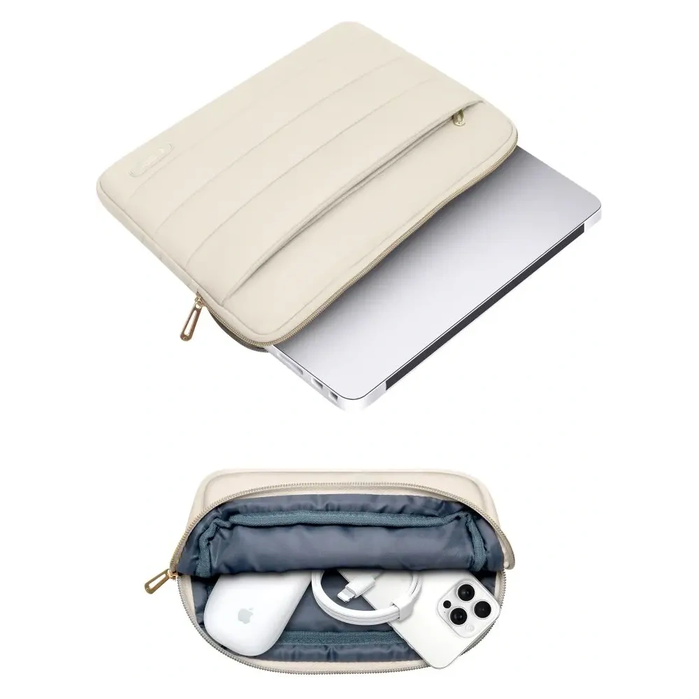 Pokrowiec + torba na akcesoria Tech-Protect Puffy Laptop 13-14 Sand