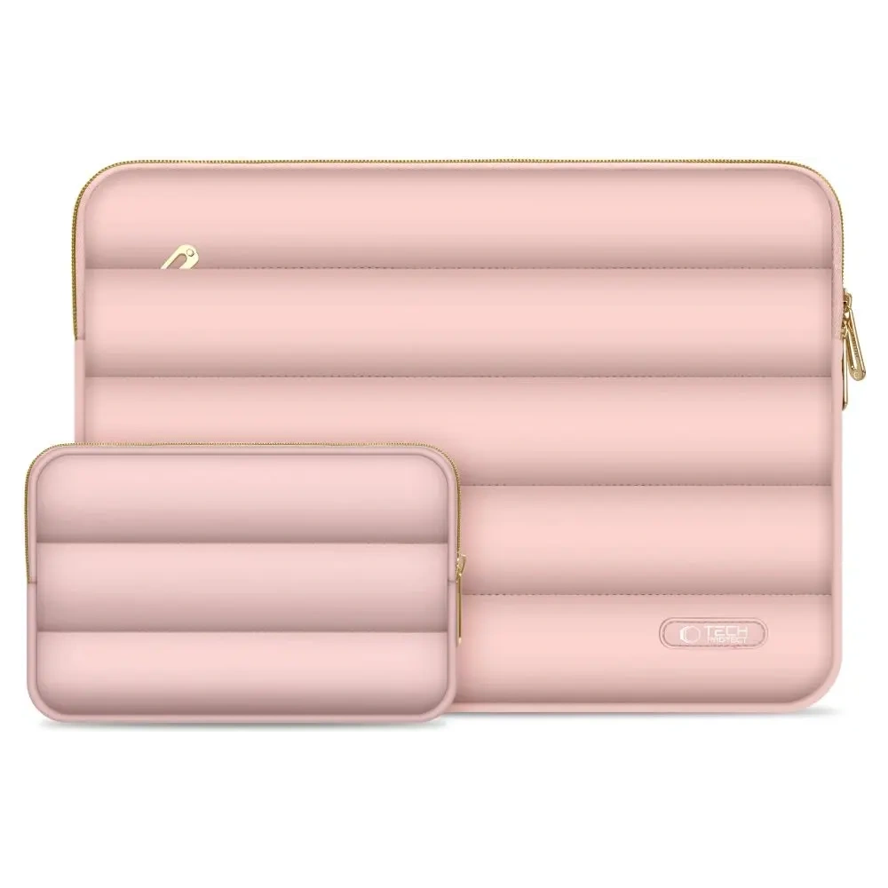 Pokrowiec + torba na akcesoria Tech-Protect Puffy Laptop 13-14 Dusty Rose
