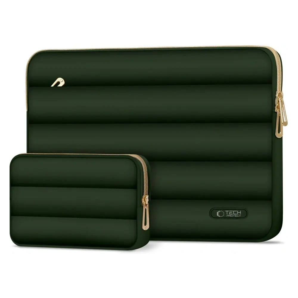 Pokrowiec + torba na akcesoria Tech-Protect Puffy Laptop 13-14 Army Green