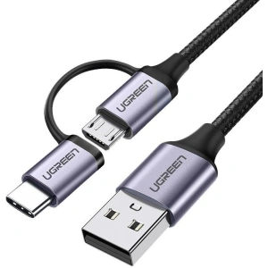 Buy 2in1 USB cable UGREEN Type-C / Micro USB, QC 3.0, 1m (black) - UGR243BLKGRY - {ean13} - Home Screen Store Europe