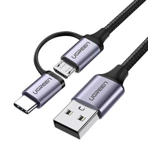 Kup Cablu USB 2 în 1 UGREEN Type-C / Micro USB, QC 3.0, 1m (negru-gri) - UGR243BLKGRY - {ean13} - Sklep Home Screen