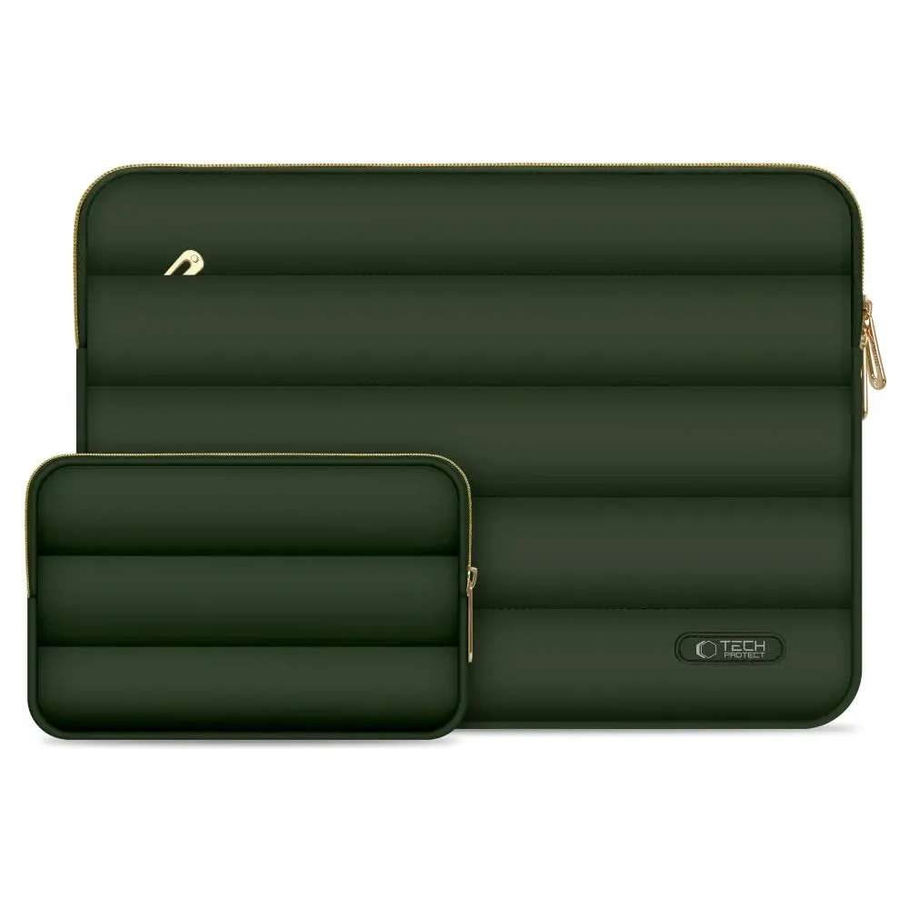Pokrowiec + torba na akcesoria Tech-Protect Puffy Laptop 15-16 Army Green