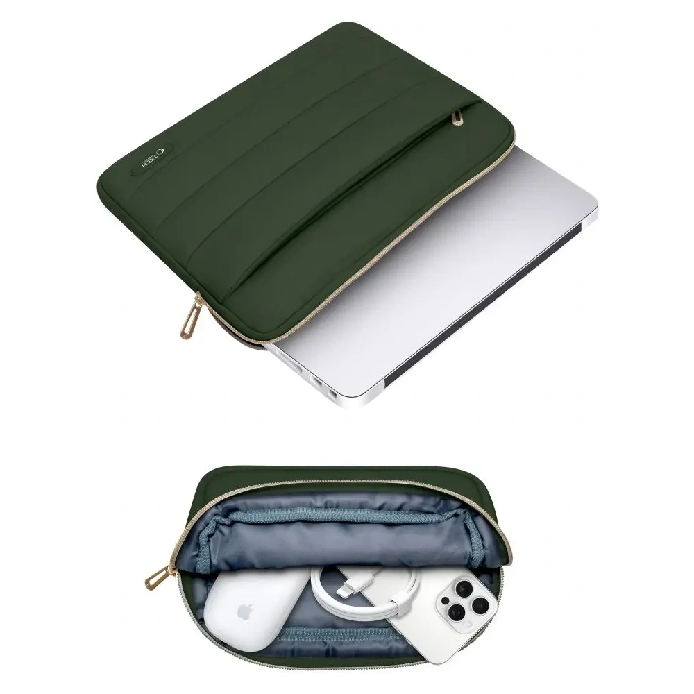 Pokrowiec + torba na akcesoria Tech-Protect Puffy Laptop 15-16 Army Green