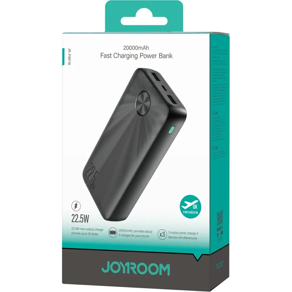 Powerbank Joyroom JR-PBF16 20000mAh USB-C USB-A 22.5W czarny