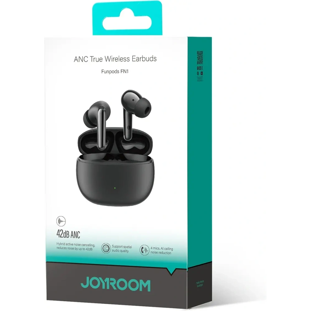 Bezprzewodowe słuchawki dokanałowe Joyroom Funpods JR-FN1 TWS Bluetooth 5.4 ANC ENC czarne