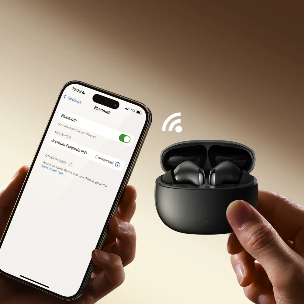Bezprzewodowe słuchawki dokanałowe Joyroom Funpods JR-FN1 TWS Bluetooth 5.4 ANC ENC czarne