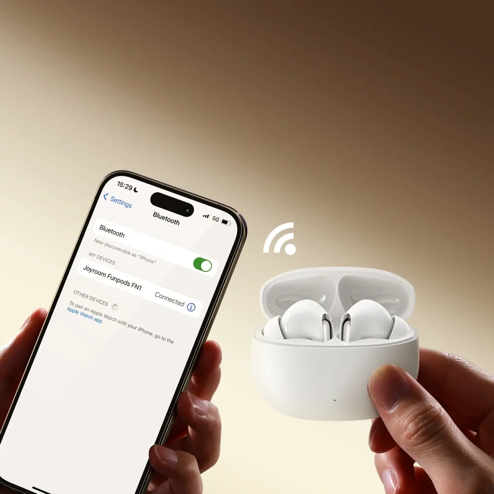 Bezprzewodowe słuchawki dokanałowe Joyroom Funpods JR-FN1 TWS Bluetooth 5.4 ANC ENC białe