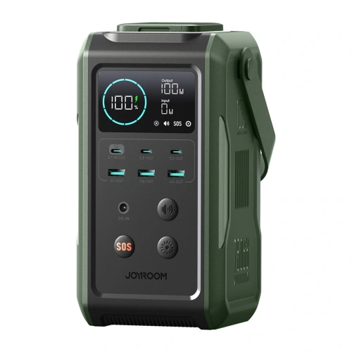 Buy Joyroom JR-PBF10 power bank 75000mAh 100W 3xUSB-A, 3xUSB-C with foldable flashlight and handle green - JYR1070 - {ean13} - Home Screen Store Europe