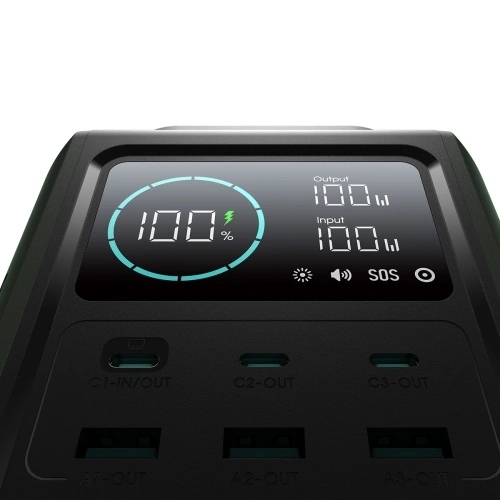 Buy Joyroom JR-PBF10 power bank 75000mAh 100W 3xUSB-A, 3xUSB-C with foldable flashlight and handle green - JYR1070 - {ean13} - Home Screen Store Europe