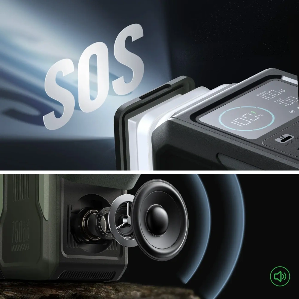 Powerbank Joyroom JR-PBF10 75000mAh 100W 3xUSB-A, 3xUSB-C ze składaną latarką i rączką zielony