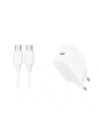 Joyroom JR-TCF20 Wandladegerät USB-C PD 20W weiß + USB-C zu USB-C Kabel 1m