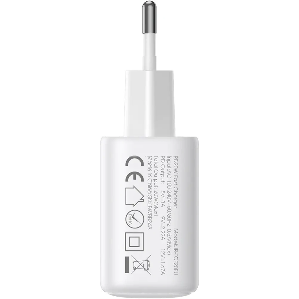 Ładowarka sieciowa Joyroom JR-TCF20 USB-C PD 20W biała + kabel USB-C / Lightning 1m