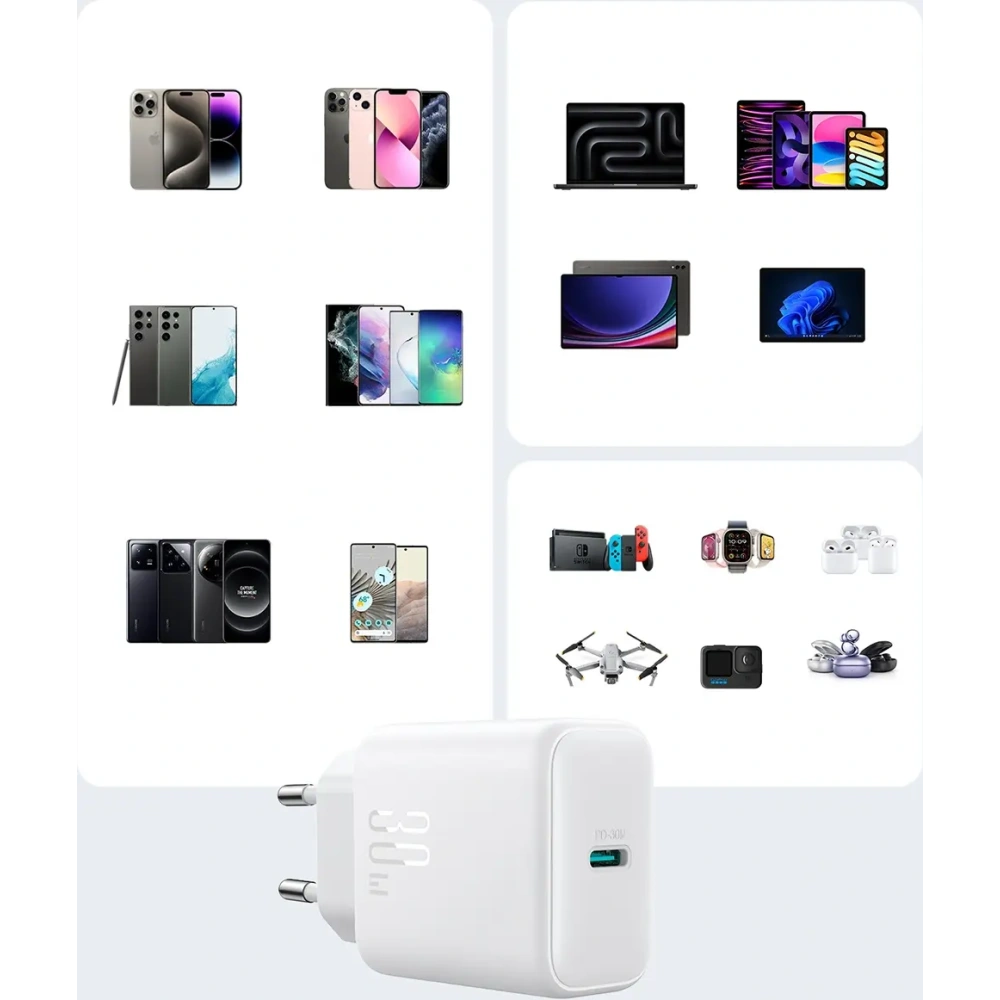 Ładowarka sieciowa Joyroom JR-TCF24 USB-C PD 30W QC SFC biała