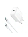Joyroom JR-TCF24 falitöltő USB-C PD 30W QC SFC fehér + USB-C to USB-C kábel 1m