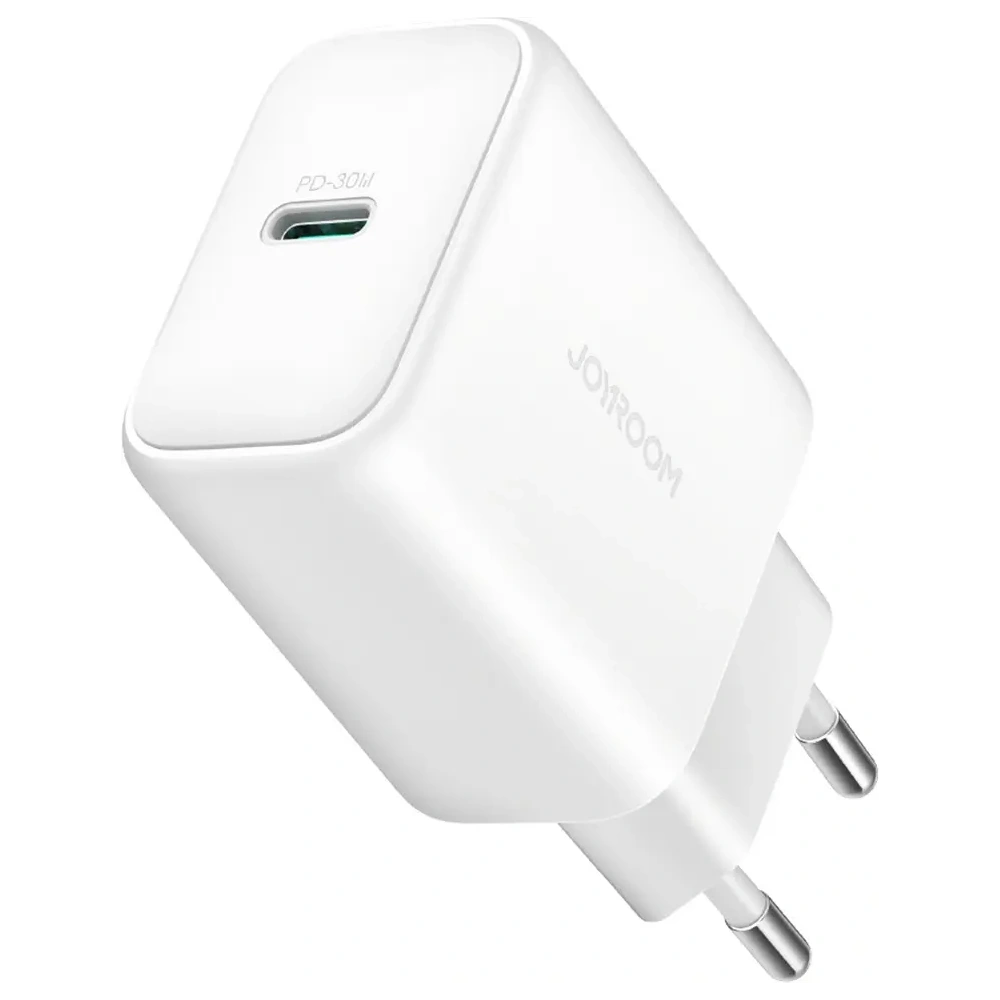 Ładowarka sieciowa Joyroom JR-TCF24 USB-C PD 30W QC SFC biała + kabel USB-C / USB-C 1m