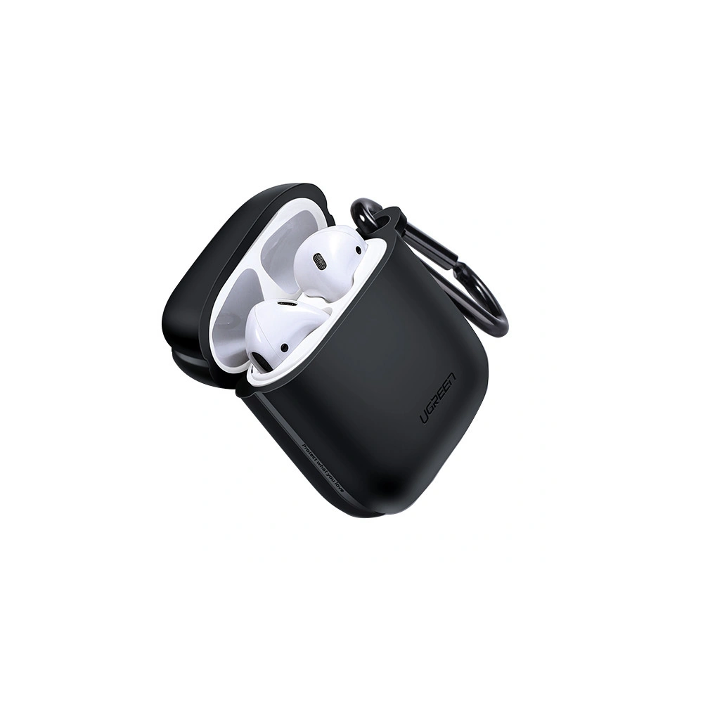 Silikonowe etui ochronne UGREEN na słuchawki Apple AirPods, z karabińczykiem (czarne)