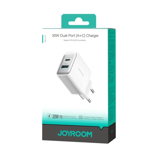 Kup Ładowarka sieciowa Joyroom JR-TCF15 USB-A, USB-C 30W biała - JYR1084 - {ean13} - Sklep Home Screen