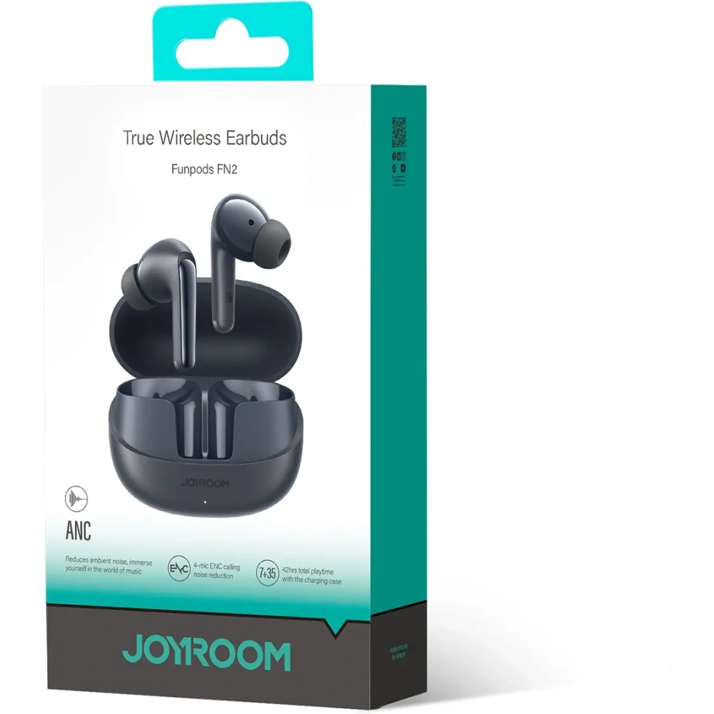 Bezprzewodowe słuchawki dokanałowe Joyroom Funpods JR-FN2 TWS Bluetooth 5.4 ANC IP54 czarne
