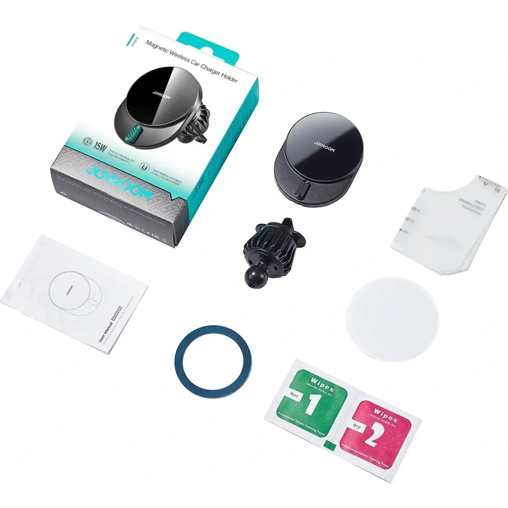 Magnetyczny uchwyt samochodowy z ładowarką bezprzewodową 15W do kratki Joyroom JR-ZS409 czarny