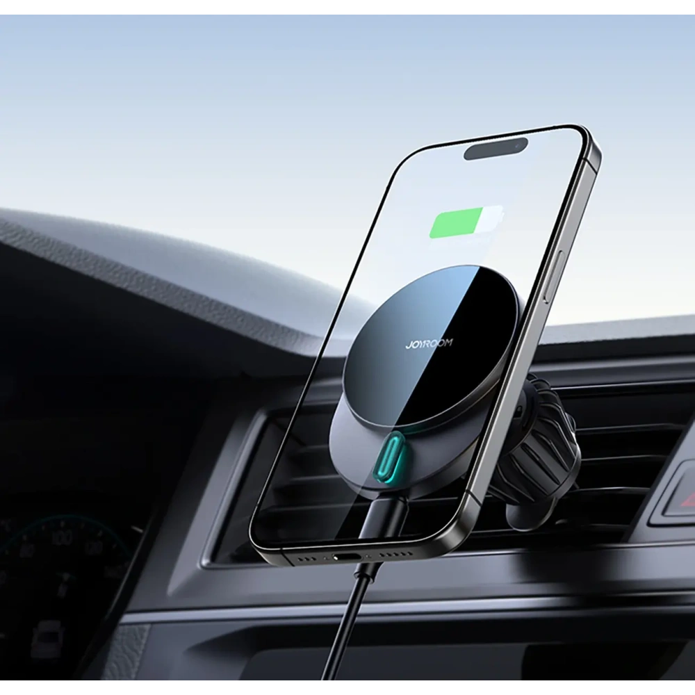 Magnetyczny uchwyt samochodowy z ładowarką bezprzewodową 15W do kratki Joyroom JR-ZS409 czarny