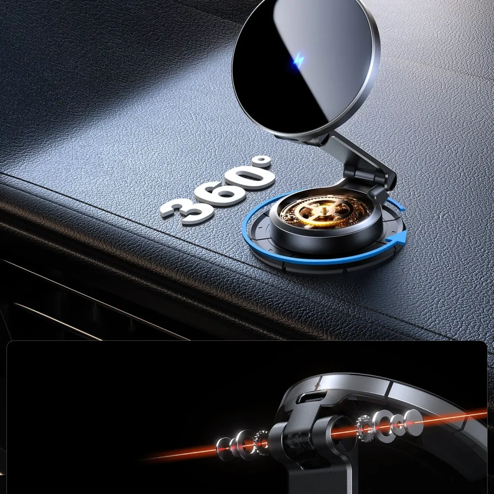 Magnetyczny uchwyt samochodowy z ładowarką bezprzewodową 15W na kokpit Joyroom JR-ZS408 czarny