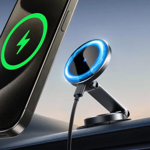Kup Magnetický automobilový držák s bezdrátovou nabíječkou 15W na palubní desku Joyroom JR-ZS408 černý - JYR1089 - {ean13} - Sklep Home Screen