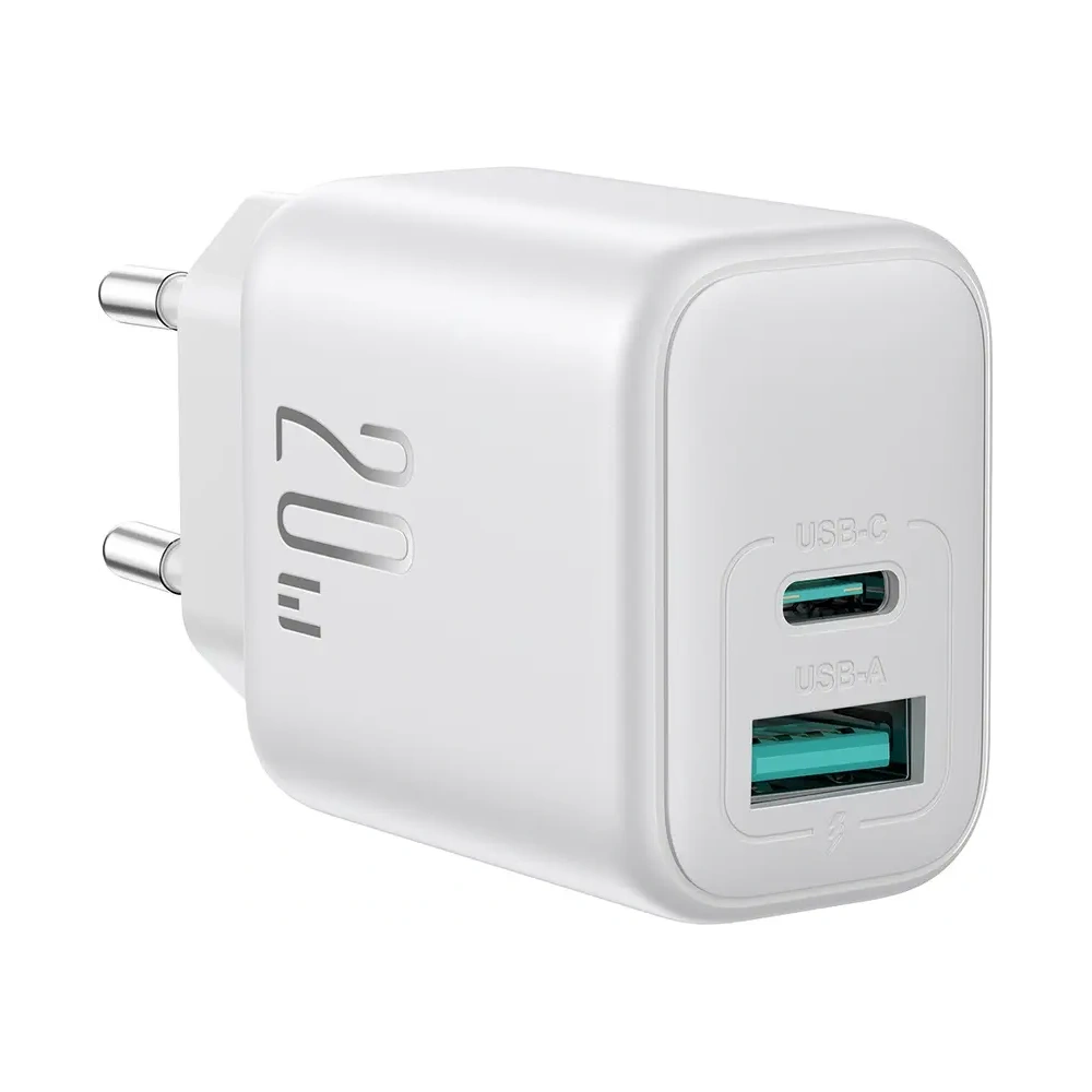 Ładowarka sieciowa Joyroom JR-TCF21 USB-C / USB-A 20W PD / QC 3.0 biała