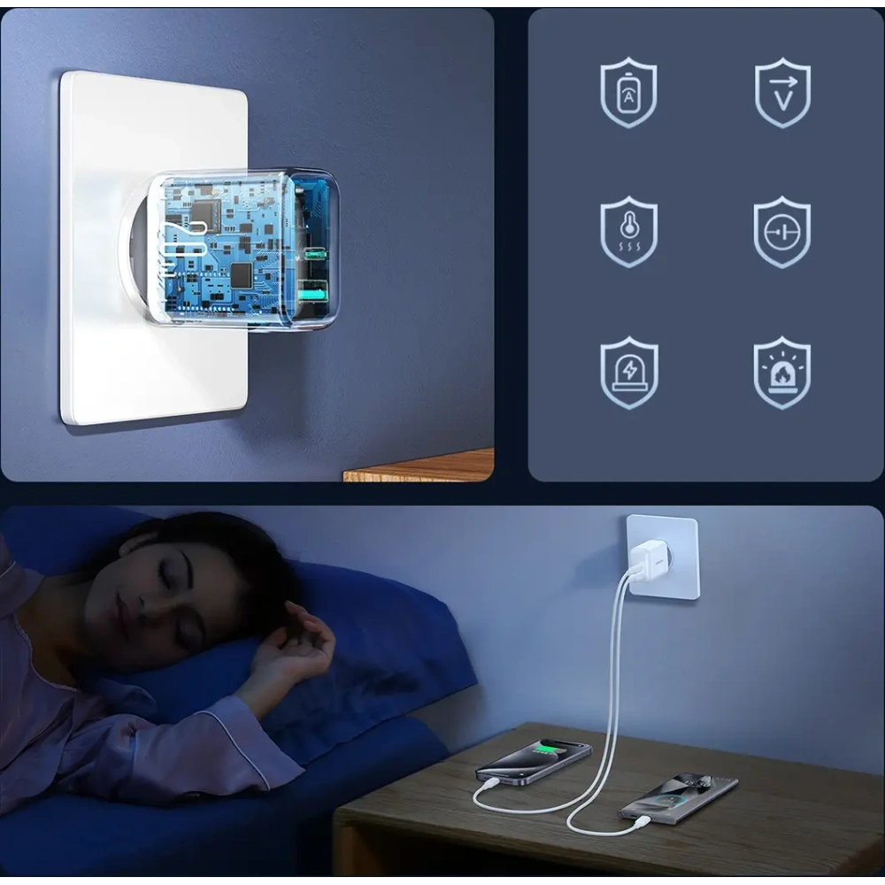 Ładowarka sieciowa Joyroom JR-TCF21 USB-C / USB-A 20W PD / QC 3.0 biała