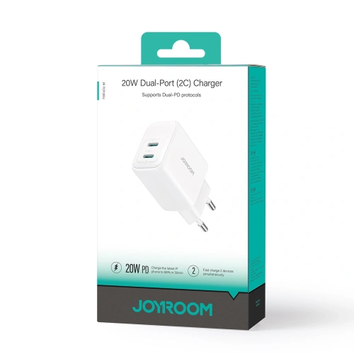 Kup Ładowarka sieciowa Joyroom JR-TCF12 2xUSB-C 20W PD / QC 3.0 biała - JYR1093 - {ean13} - Sklep Home Screen