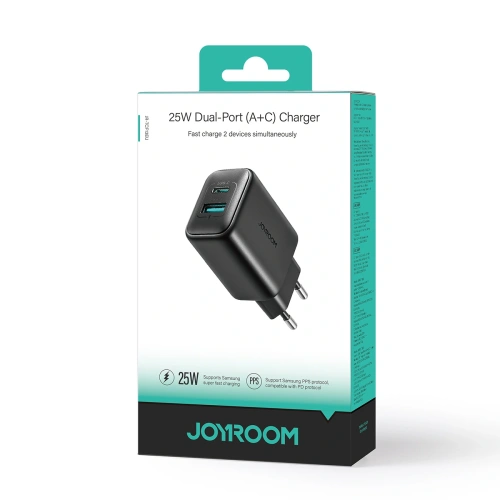 Kup Ładowarka sieciowa Joyroom JR-TCF13 USB-A, USB-C 25W SFC / PPS / PD czarna - JYR1094 - {ean13} - Sklep Home Screen