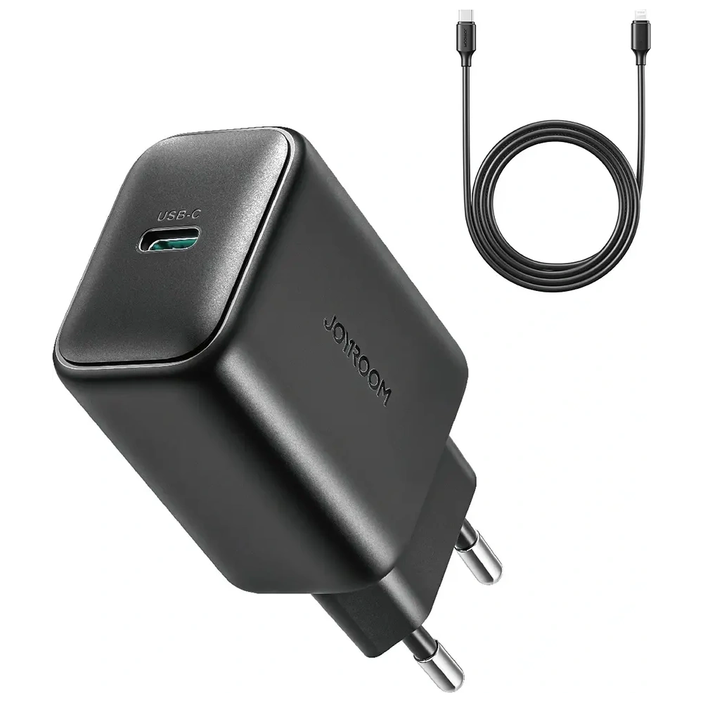 Ładowarka sieciowa Joyroom JR-TCF23 USB-C 25W SFC / PPS / PD czarna + kabel USB-C / USB-C 1m