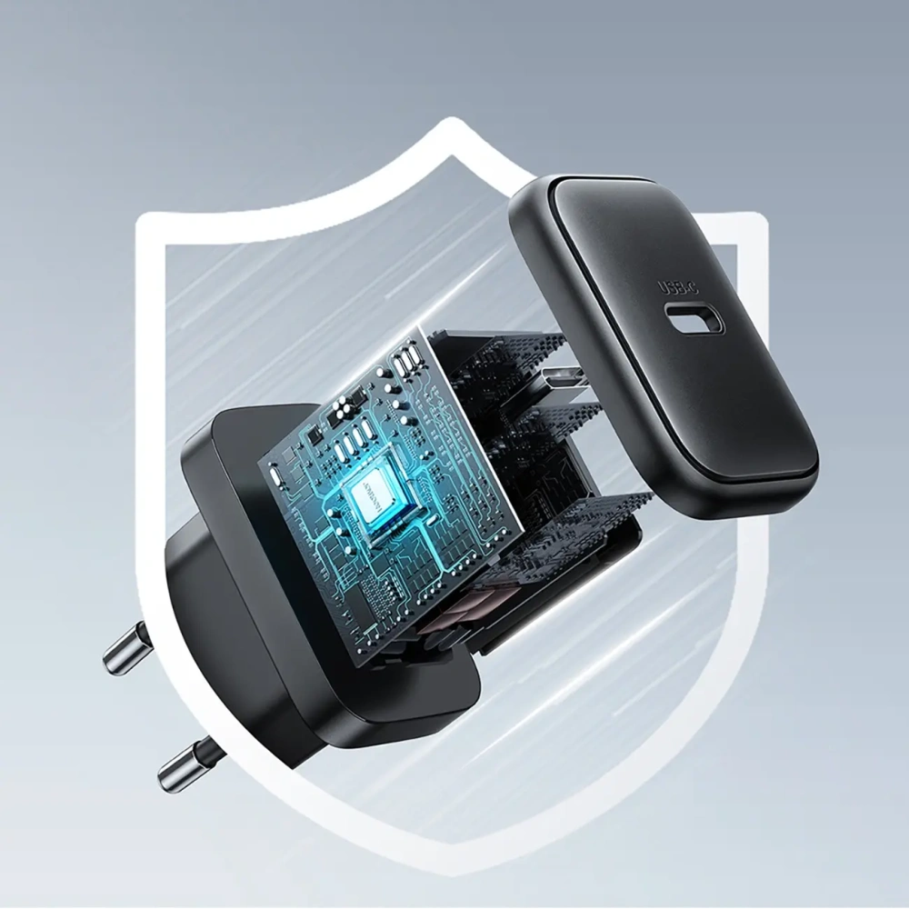 Ładowarka sieciowa Joyroom JR-TCF23 USB-C 25W SFC / PPS / PD czarna + kabel USB-C / USB-C 1m