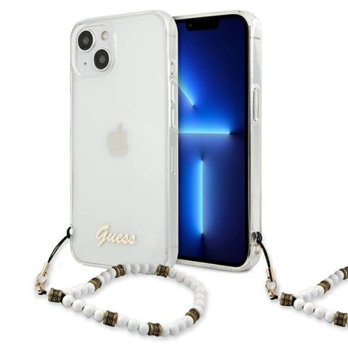 Kup [OUTLET] Etui Guess GUHCP13SKPSWH Apple iPhone 13 mini Transparentní tvrdý obal Bílá perla - OT-798 - {ean13} - Sklep Home Screen