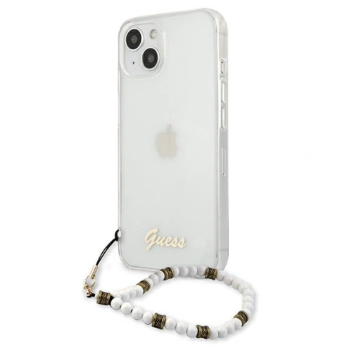 Kup [OUTLET] Etui Guess GUHCP13SKPSWH Apple iPhone 13 mini Transparentní tvrdý obal Bílá perla - OT-798 - {ean13} - Sklep Home Screen